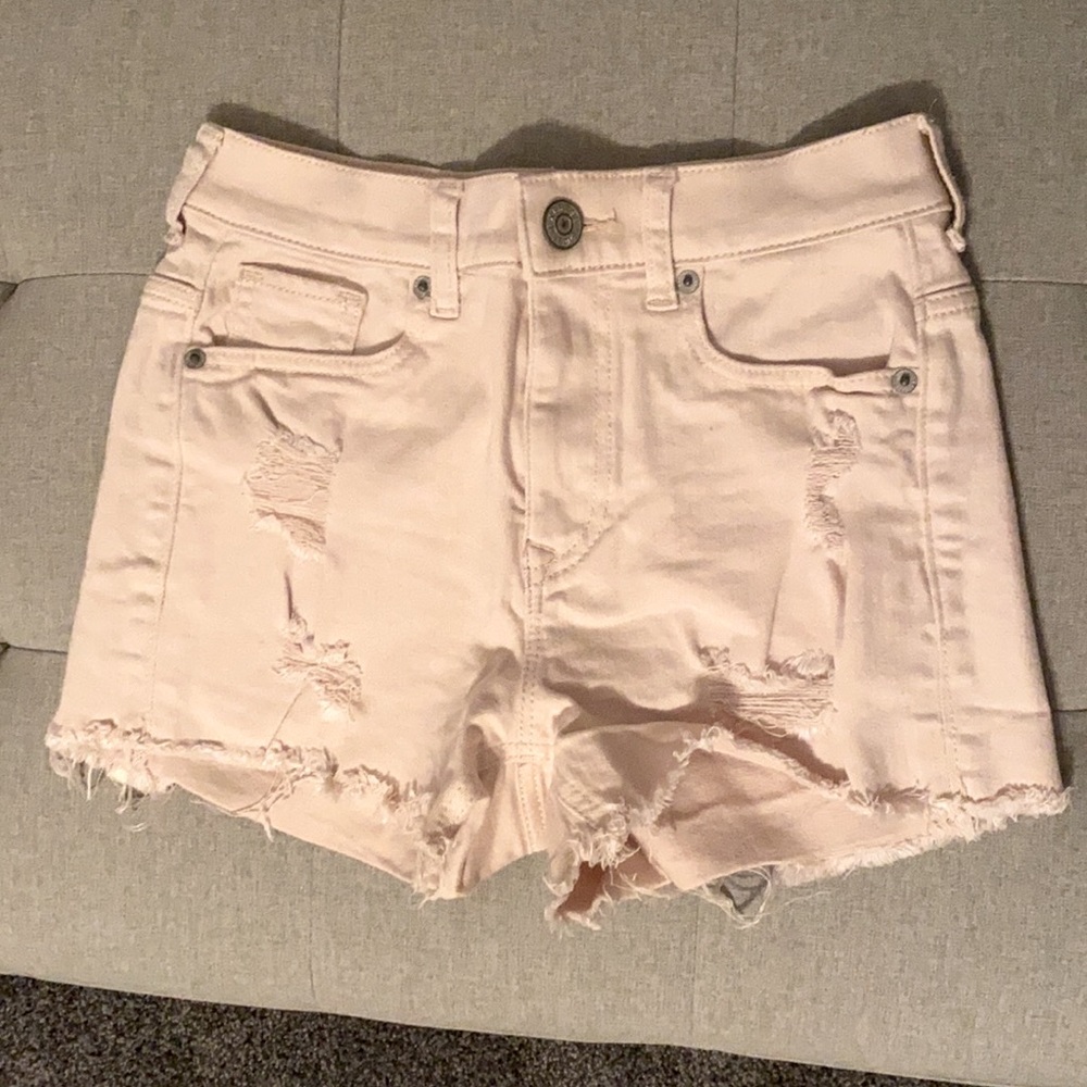 High Waisted Light Pink Denim Shorts